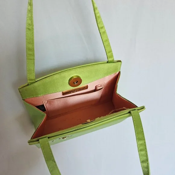 PRESTON & YORK Lime Green Butterfly Jeweled Purse, Prom / Evening / Cocktail - Picture 4 of 11